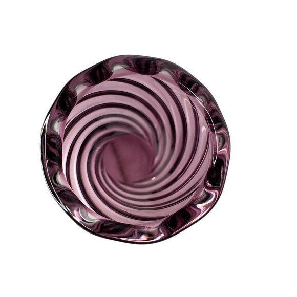 Vintage Hand Blown Purple Glass Swirl Vase Handmade in Poland Flower Bud 5.5"x2" - Picture 6 of 13